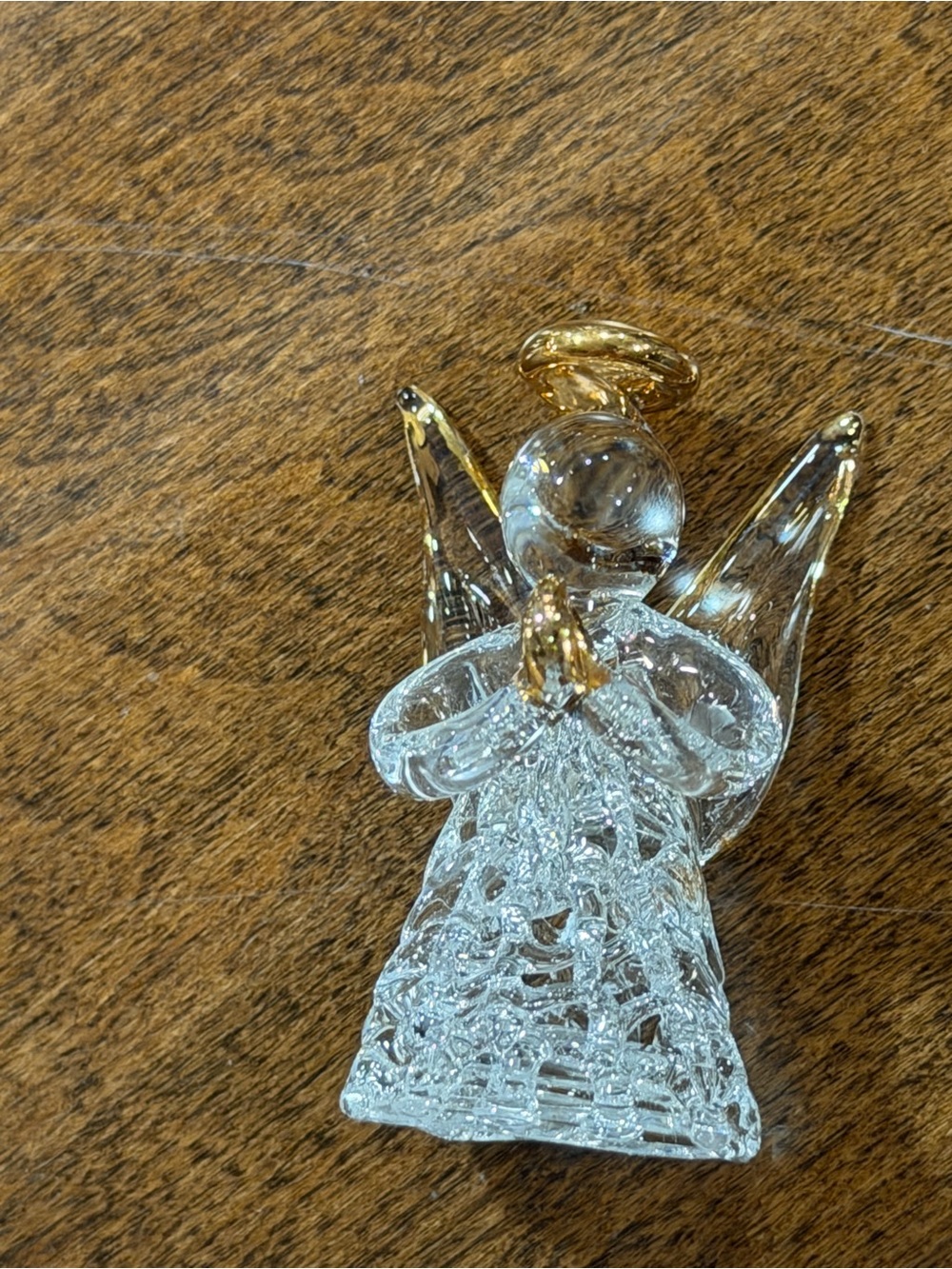 Prayer Guardian Angel Ornament Figurine Pretty Inspirational Handblown Glass